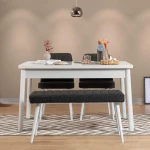 Kalune Design Stalo ir kėdžių rinkinys (4 vienetai) Costa Baltas-Anthracite