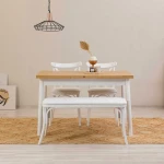 Kalune Design Išplečiamas pietų stalas ir kėdės (4 vienetai) Oliver Açl.Baltas Karina-Baltas