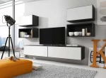 Cama living room furniture set ROCO 3 (2xRO3+2xRO4+2xRO1) juodas/juodas/baltas