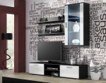SOHO 5 set (RTV180 cabinet + Wall unit + shelves) Juodas/Baltas gloss
