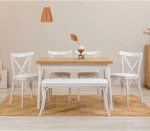 Kalune Design Išplečiamas pietų stalas ir kėdės (6 vienetai) Oliver Açl.Baltas Karina-Baltas
