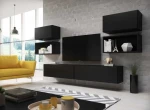 Cama living room furniture set ROCO 3 (2xRO3+2xRO4+2xRO1) juodas/juodas/juodas