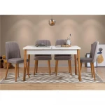 Kalune Design Išplečiamas pietų stalas ir kėdės (5 vienetai) Santiago Baltas Pilkas Atlantic Pine
