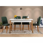 Kalune Design Išplečiamas pietų stalas ir kėdės (5 vienetai) Santiago Baltas Green