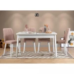 Kalune Design Išplečiamas pietų stalas ir kėdės (5 vienetai) Santiago Baltas Stone V2