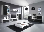 Cama living room storage set SAMBA C baltas/juodas gloss