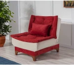 Fotelis Kalune Design CREAM Sparno kėdė Kelebek Berjer - Claret Raudona, Kreminis