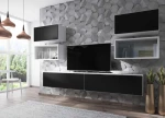 Cama living room furniture set ROCO 3 (2xRO3+2xRO4+2xRO1) baltas/juodas