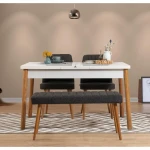 Kalune Design Išplečiamas pietų stalas ir kėdės (4 vienetai) Santiago Baltas Atlantic-Anthracite