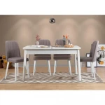Kalune Design Išplečiamas pietų stalas ir kėdės (5 vienetai) Santiago Baltas Pilkas