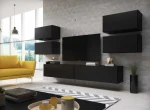 Cama living room furniture set ROCO 2 (2xRO1 + 4xRO3) juodas/juodas/juodas