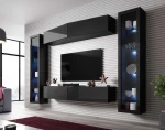 Cama Living room cabinet set VIGO SLANT 8 juodas/juodas gloss