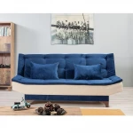 Kalune Design Mėlyna 3 vietų sofa-lova Kelebek - Mėlyna, Kreminis