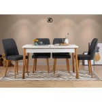 Kalune Design Išplečiamas pietų stalas ir kėdės (5 vienetai) Santiago Baltas Anthracite