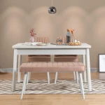 Kalune Design Stalo ir kėdžių rinkinys (4 vienetai) Costa Baltas-Stone