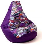 Sako bag pouffe Pear print violetinė-WOW XXL 140 x 100 cm