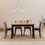 Kalune Design Išplečiamas pietų stalas ir kėdės (5 vienetai) Oliver Açl. Karina-Juodas