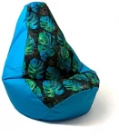 Sako bag pouffe Pear print mėlynas-monstera XXL 140 x 100 cm