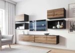Cama living room furniture set ROCO 3 (2xRO3+2xRO4+2xRO1) antracite/wotan oak