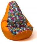 Sako bag pouffe Pear print oranžinis-fairy 2 XXL 140 x 100 cm