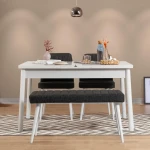 Kalune Design Išplečiamas pietų stalas ir kėdės (4 vienetai) Santiago Baltas-Antracite