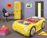 Lova su čiužiniu Sleep Car, 90x180 cm, geltona