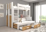 Dviaukštė lova Adrk Furniture Artema su čiužiniais, 90x200 cm, balta/ruda
