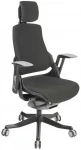 Biuro kėdė WAU su galvos atrama 65x49x112-129 cm, sėdynė: audinys, spalva: juoda, juodas išorinis rėmas