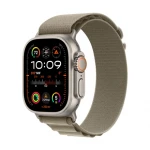 Išmanusis laikrodis Apple Watch Ultra 2 GPS + Cellular, 49 mm, Titano spalvos korpusas su alyvuogių spalvos "alpine" dirželiu - M