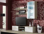 SOHO 5 set (RTV180 cabinet + wall unit + shelves) Sonoma oak / glossy baltas