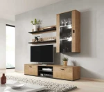 Cama SOHO 5 set (RTV180 cabinet + wall unit + shelves) oak lefkas + juodas