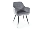 2-jų valgomojo kėdžių komplektas Signal Nuxe Velvet, pilkas/juodas