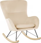 Fotelis Beliani Veliūrinė supama kėdė smėlio spalvos ELLAN