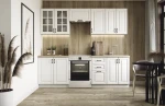 ELIZABETH 240 kitchen set, color: front - baltas matt, body – baltas, worktop – sonoma oak