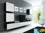Cama Living room cabinet set VIGO 22 juodas/baltas gloss