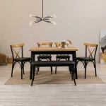Kalune Design Išplečiamas pietų stalas ir kėdės (6 vienetai) Oliver Açl.Karina-Juodas