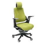 Biuro kėdė WAU su galvos atrama, 65x49x112-129 cm, sėdynė: vilkta audiniu, spalva: rusvai žalsva, juodas išorinis rėmas