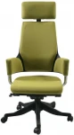 Biuro kėdė DELPHI su galvos atrama, 60x47x116-128,5 cm, sėdynė ir atlošas: vilkti audiniu, spalva: gelsvai žalsva