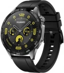 Išmanusis laikrodis Huawei Watch GT 4 Active Edition (46 mm), Juodo nerūdijančio plieno korpusas su juodos spalvos fluoro gumos dirželiu
