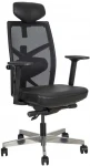 Biuro kėdė TUNE, 70x70x111/128 cm, sėdimoji dalis: odinė, atlošas: tinklelis, spalva: juoda