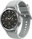 Išmanusis laikrodis Samsung Galaxy Watch 4 Classic BT (46 mm), Sidabrinės spalvos su pilkos spalvos silikoniniu dirželiu