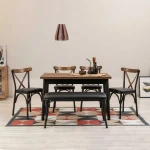 Kalune Design Išplečiamas pietų stalas ir kėdės (6 vienetai) Oliver Açl.Barok-Juodas