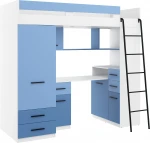 Dviaukštė lova Meblocross Smyk P, 80x200 cm, mėlyna/balta