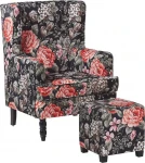 Beliani Floral fotelis su kėdute, juodas SANDSET