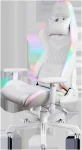 Žaidimų kėdė DELTACO GAMING Baltas LINE, RGB, kaklo pagalvėlė, nugaros pagalvėlė, balta / GAM-080-W