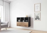 Cama living room furniture set ROCO 12 (RO1 + 3xRO6) antracite/wotan oak