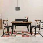 Kalune Design Išplečiamas pietų stalas ir kėdės (4 vienetai) Oliver Açl.Barok-Juodas V2