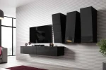Cama Living room cabinet set VIGO SLANT 1 juodas/juodas gloss
