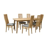 Valgomojo baldų komplektas RETRO su 6 kėdėmis (19923), 190x90x75 cm, mediena: ąžuolas, apdaila: alyvuotas