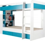 Dviaukštė lova Mobi 19, 200x90 cm, balta/mėlyna